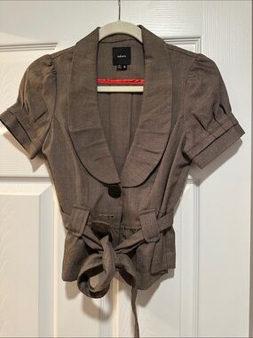 Takara Taupe Short-Sleeve Belted Blazer
